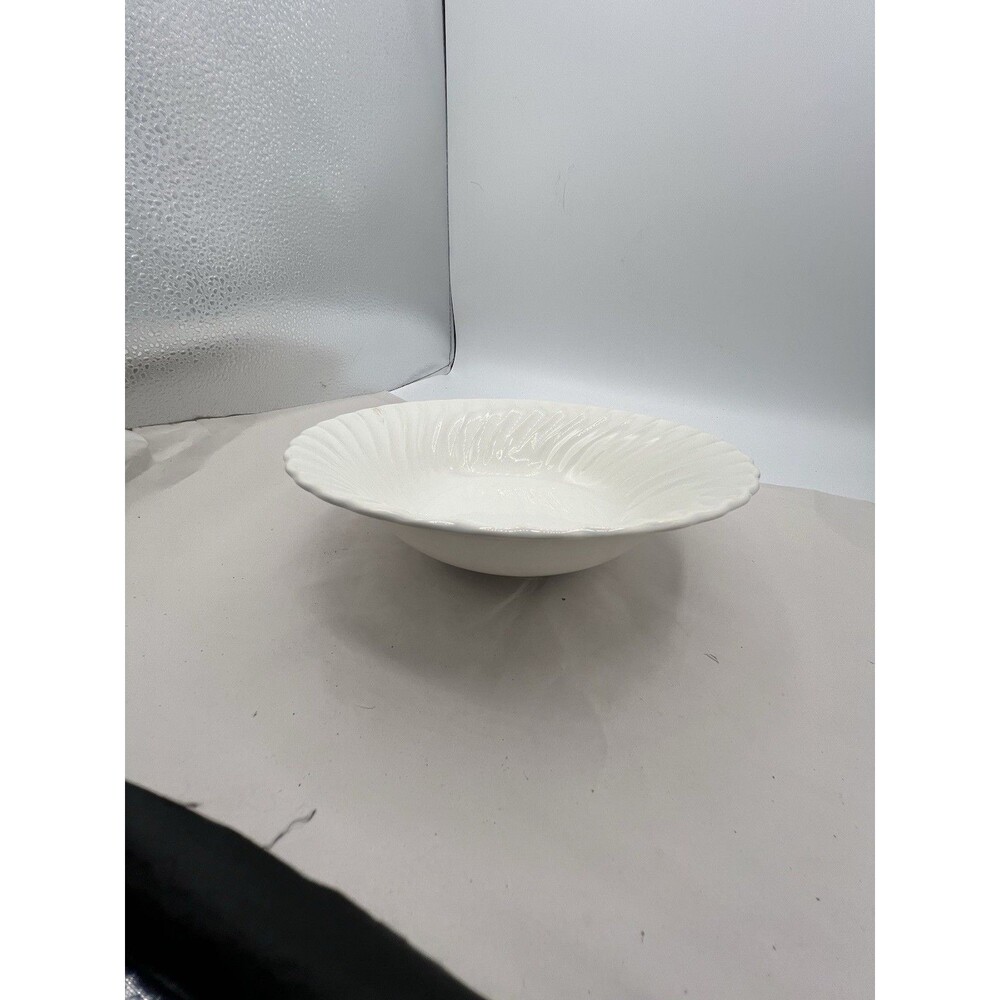 Sheffield Bone White Porcelain Round Serving Bowl Swirl Pattern 9"
